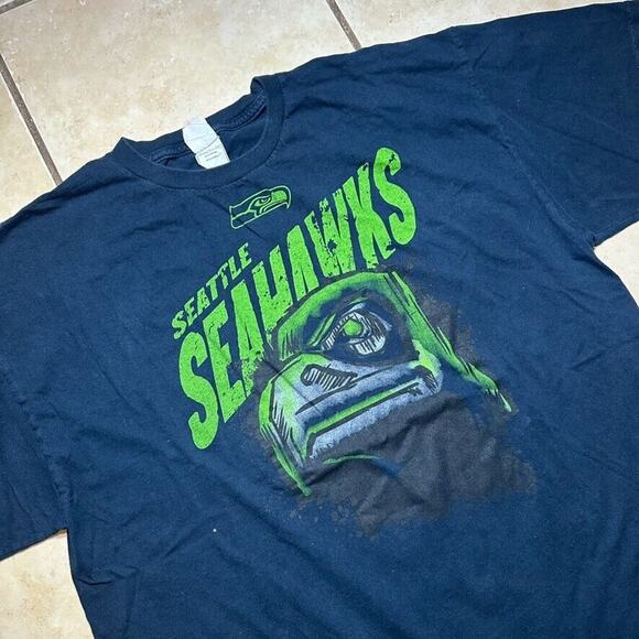 2000s Seattle Seahawks NFL Football Blue Graphic T-Shirt Mens Size XXL AAA Tag - Picture 2 of 7